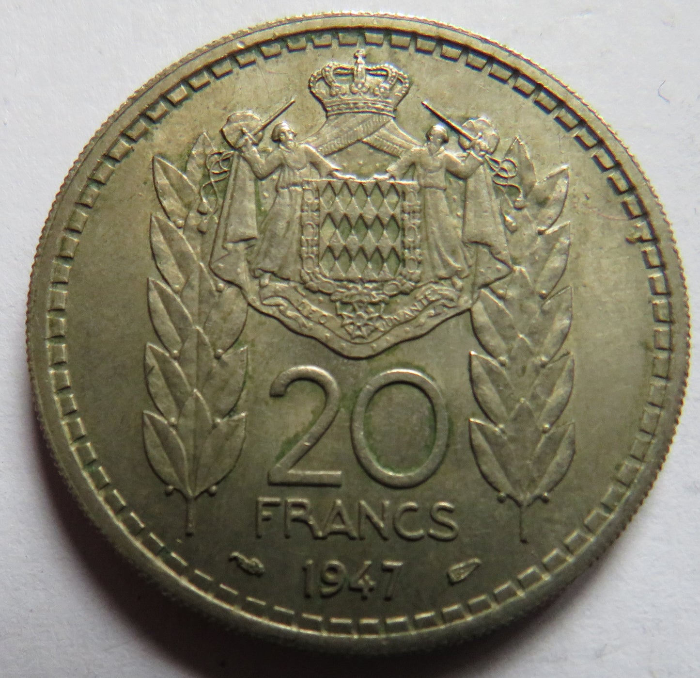 1947 Monaco 20 Francs Coin