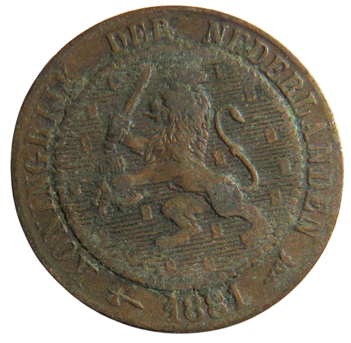 1881 Netherlands 2 & 1/2 Cents Coin