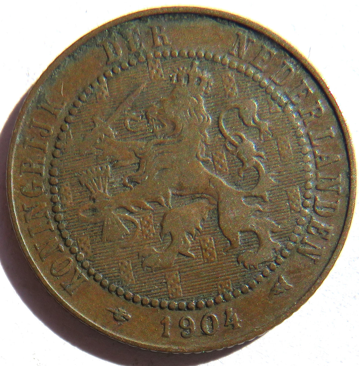 1904 Netherlands 2 & 1/2 Cents Coin