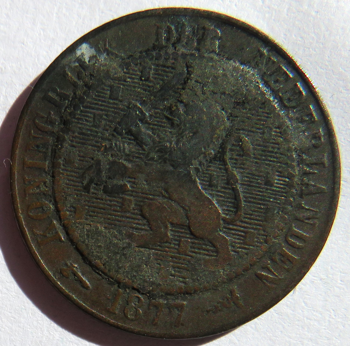 1877 Netherlands 2 & 1/2 Cents Coin