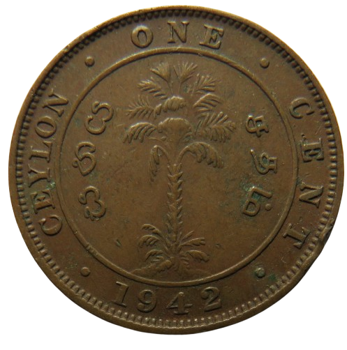1942 King George VI Ceylon One Cent Coin