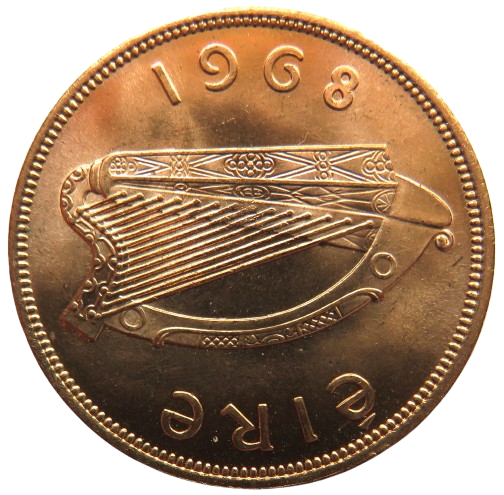 1968 Ireland Eire One Penny Coin Unc