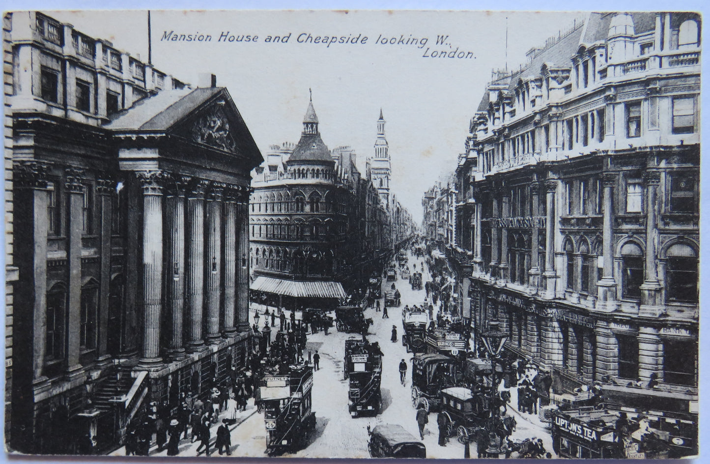Vintage Postcard of Mansion House and Cheapside looking W, London