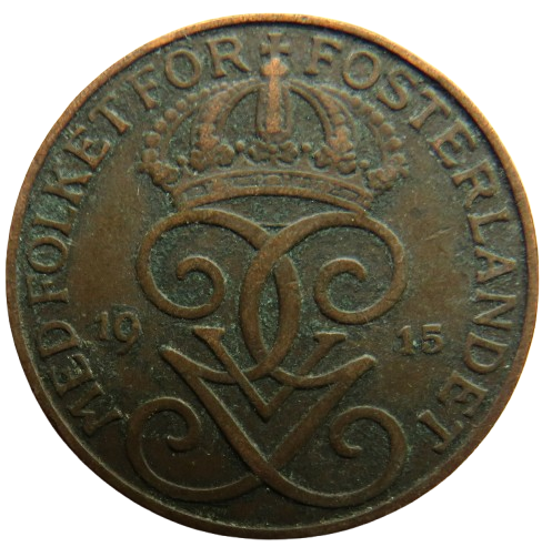 1915 Sweden 5 Ore Coin