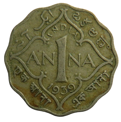 1939 King George VI India One Anna Coin