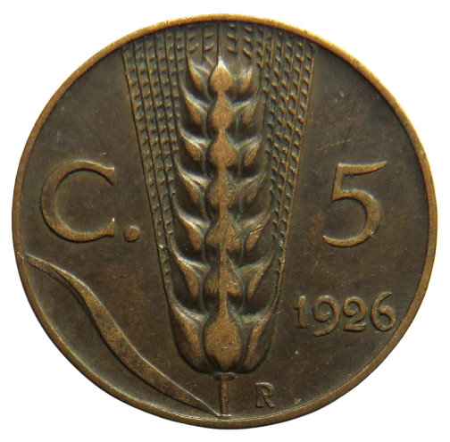 1926 Italy 5 Centesimi Coin