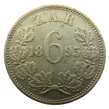 Load image into Gallery viewer, 1895 South Africa ZAR Silver Sixpence Coin
