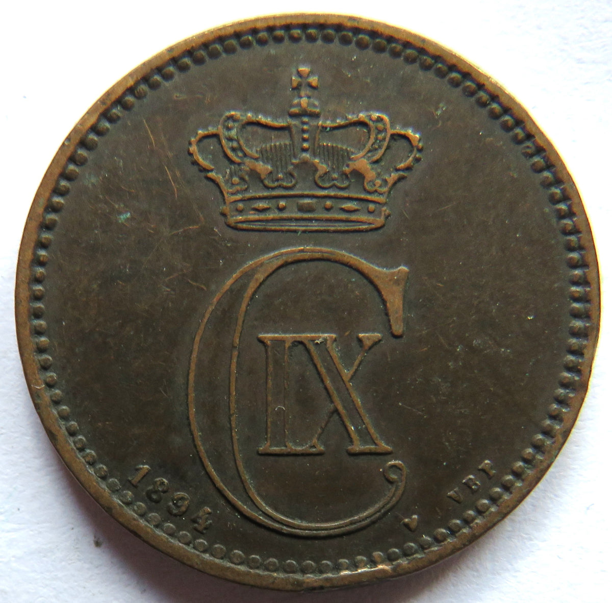 1894 Denmark 5 Ore Coin