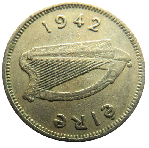 1942 Ireland Eire Threepence Coin