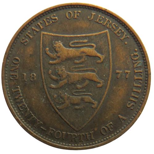1877 Queen Victoria States of Jersey 1/24th of a Shilling Coin