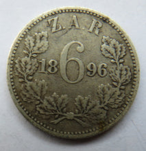 Load image into Gallery viewer, 1896 South Africa ZAR Silver Sixpence Coin
