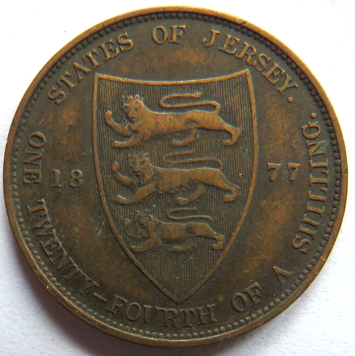 1877 Queen Victoria States of Jersey 1/24th of a Shilling Coin