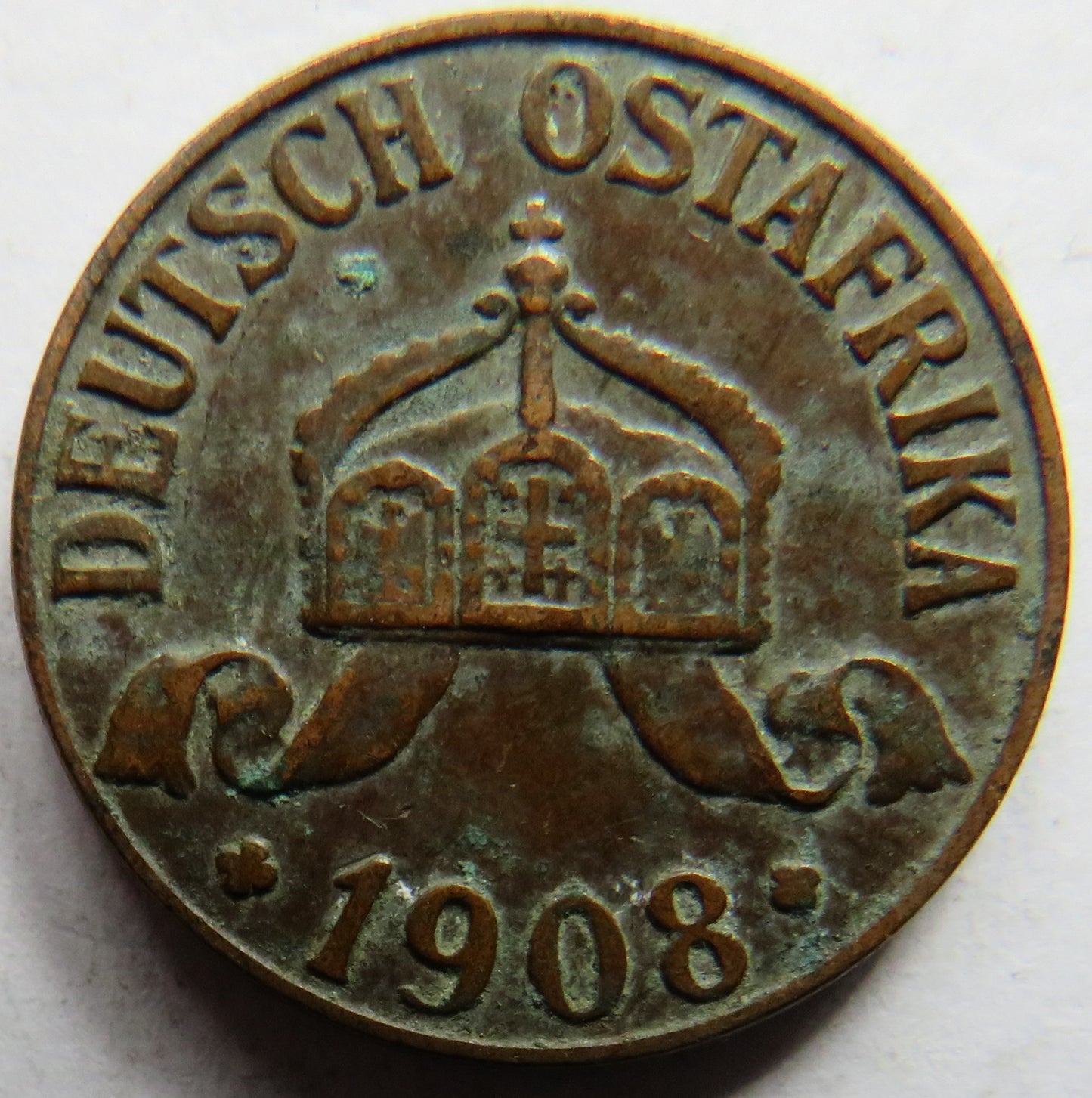 1908-J German East Africa One Heller Coin