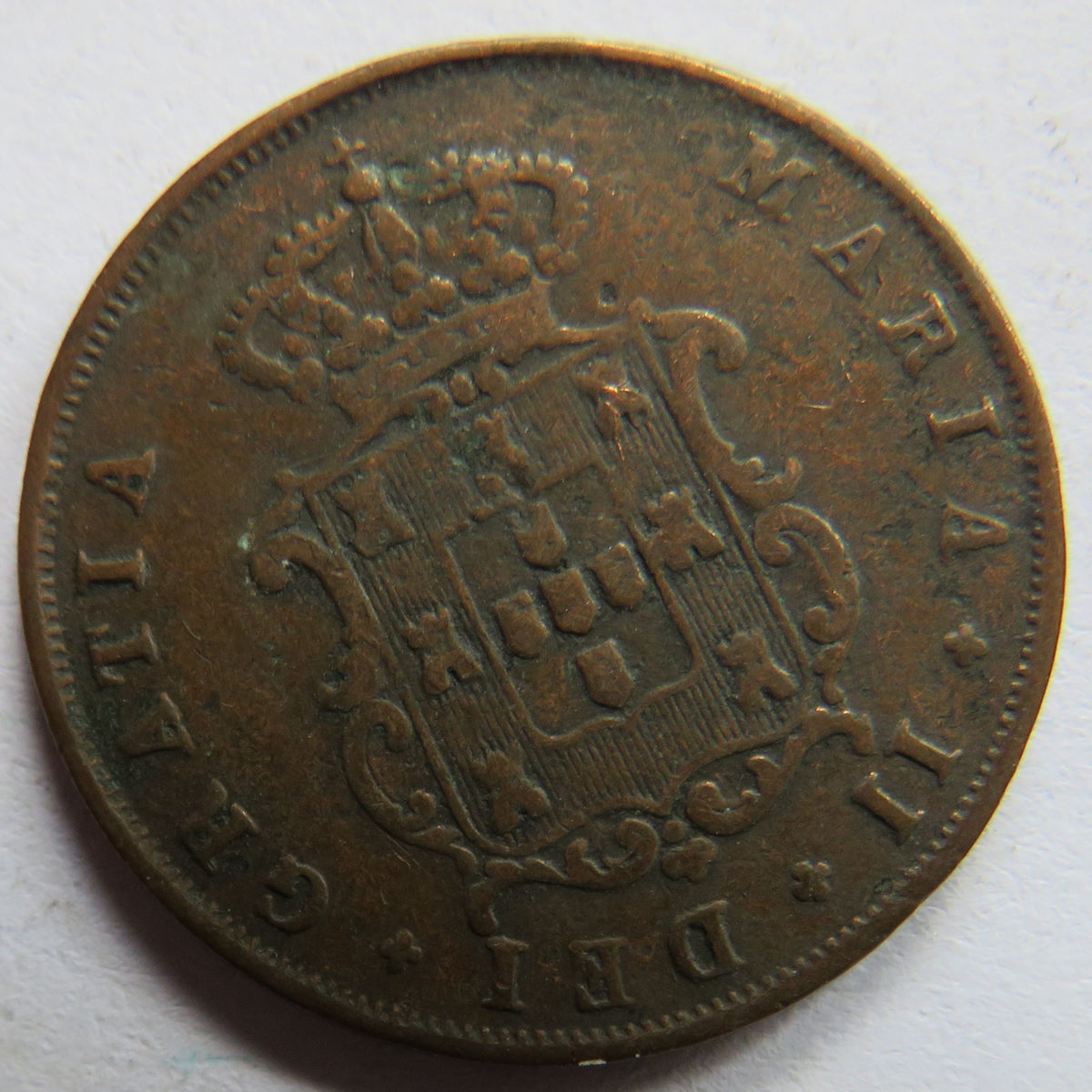 1850 Portugal 5 Reis Coin