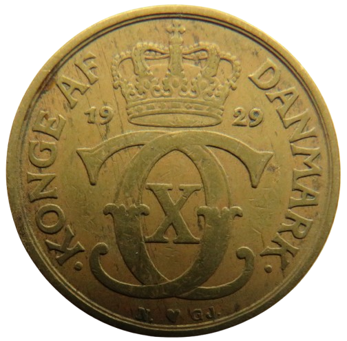 1929 Denmark 1 One Krone Coin