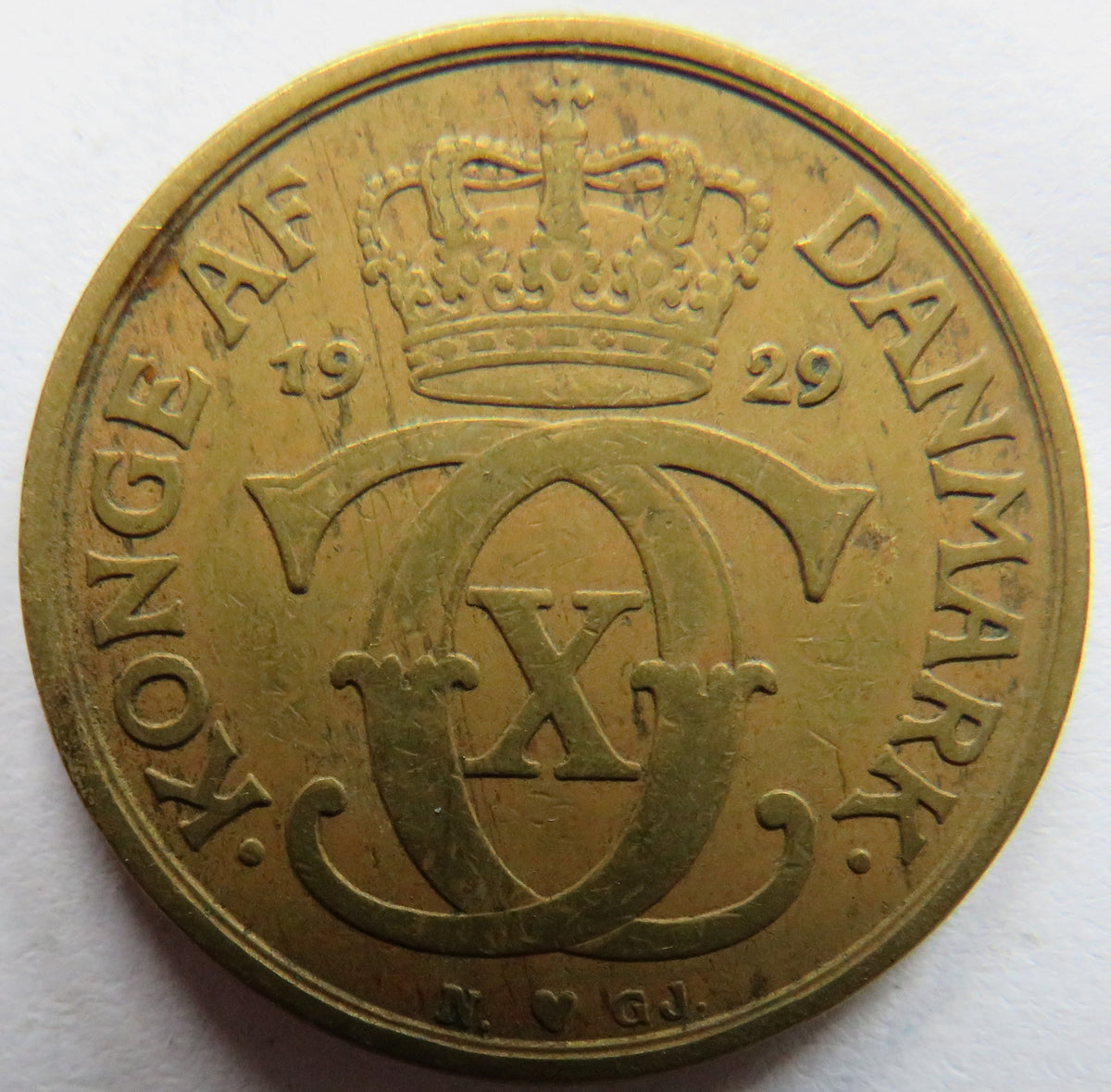 1929 Denmark 1 One Krone Coin