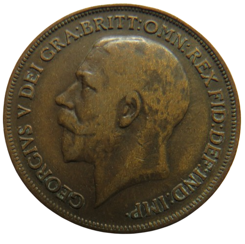 1918-H King George V One Penny Coin - Great Britain