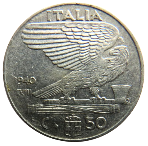 1940 Italy 50 Centesimi Coin