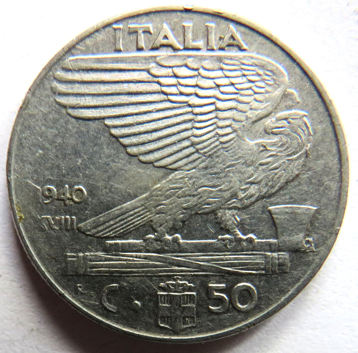 1940 Italy 50 Centesimi Coin