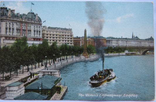 Vintage Postcard of The Victoria Embankment, London