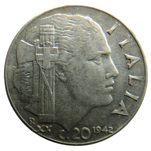 1942 Italy 20 Centesimi Coin