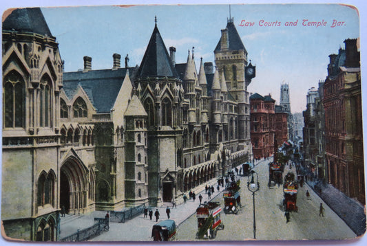 Vintage Postcard of Law Courts and Temple Bar