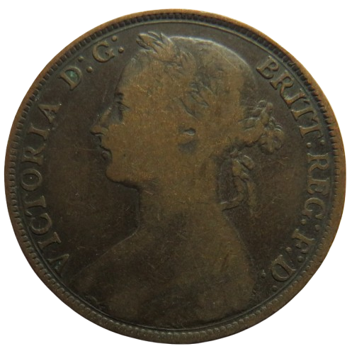 1894 Queen Victoria Bun Head One Penny Coin - Great Britain