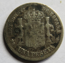 Load image into Gallery viewer, 1882 Spain Silver One Peseta Coin
