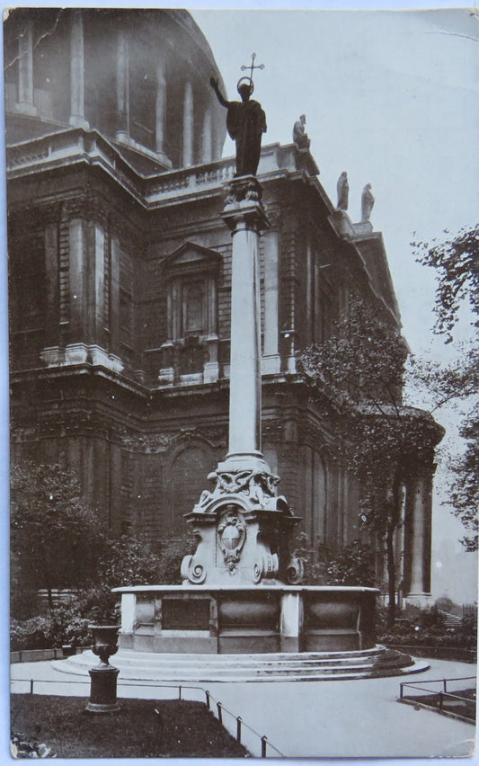 Vintage Postcard of St. Paul's Cathedral, London, Paul's Cross Memorial