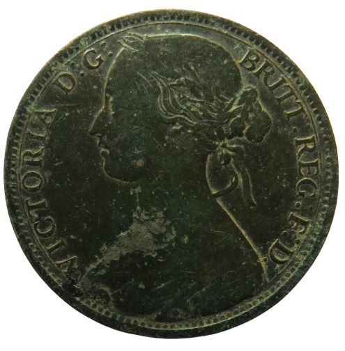 1863 Queen Victoria Bun Head One Penny Coin - Great Britain