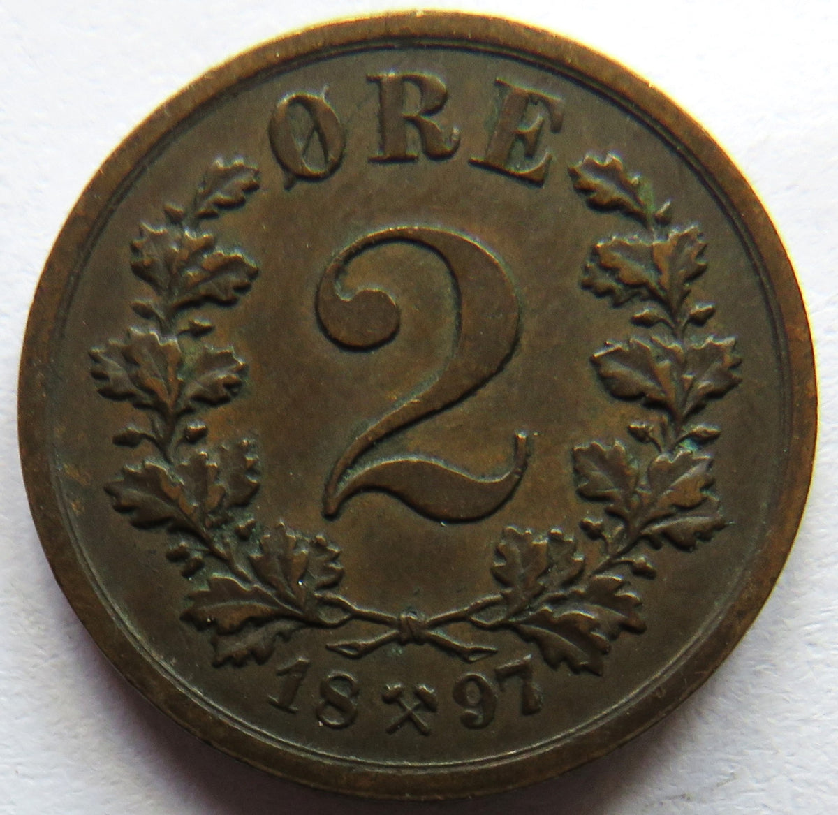 1897 Norway 2 Ore Coin