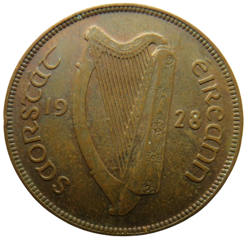 1928 Ireland Eire One Penny Coin