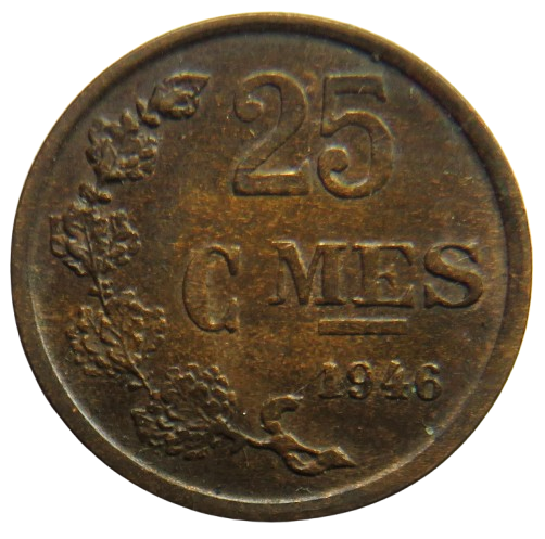 1946 Luxembourg 25 Centimes Coin image 1