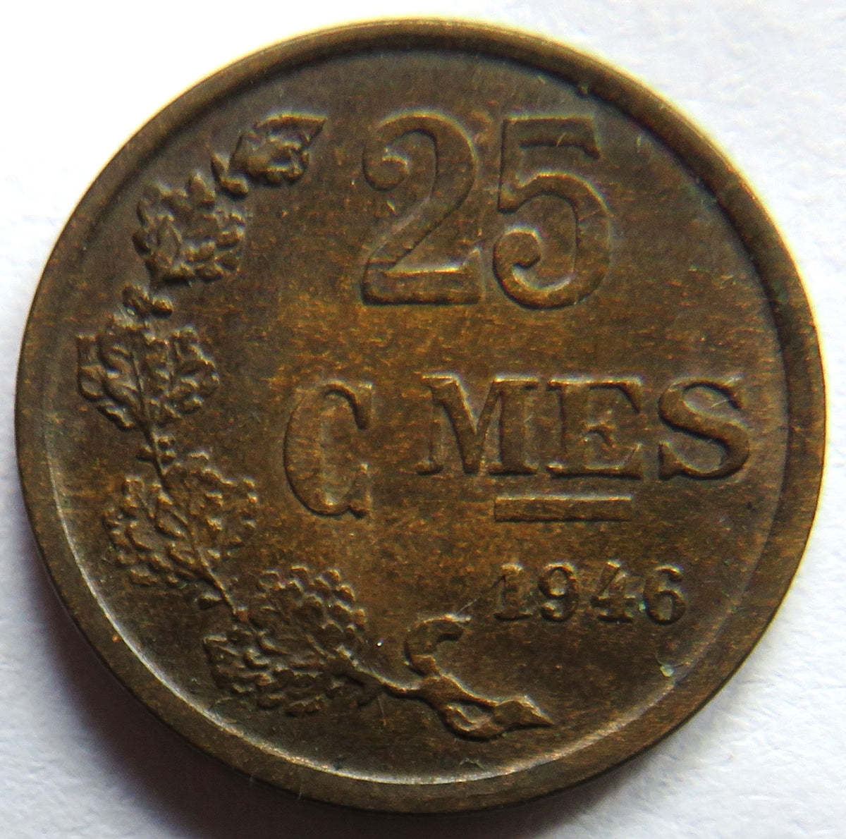 1946 Luxembourg 25 Centimes Coin image 2
