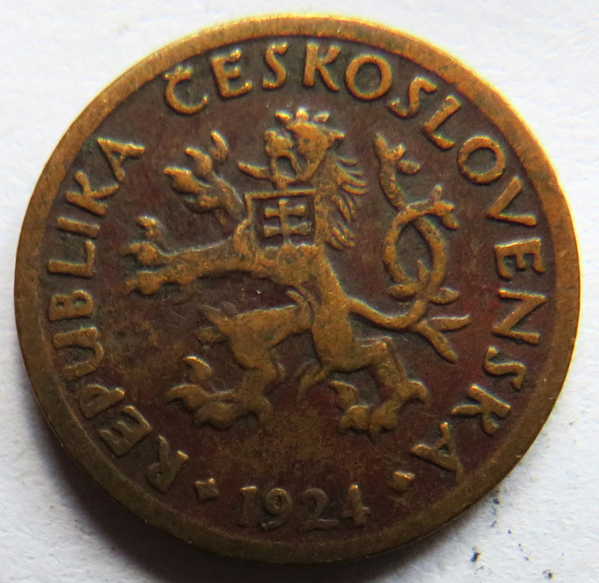 1924 Czechoslovakia 10 Haleru Coin