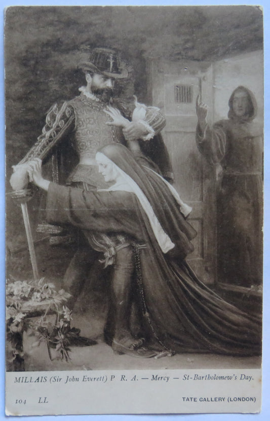 Vintage Postcard of Millais (Sir John Everett) P R. A. Mercy - St-Bartholomew's Day 1906