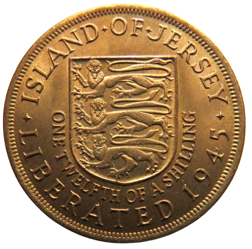 1945 King George VI Island of Jersey Liberated 1945 1/12th Shilling Coin