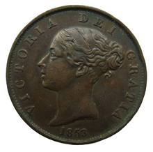 Load image into Gallery viewer, 1853 Queen Victoria Young Head Halfpenny Coin - Great Britain
