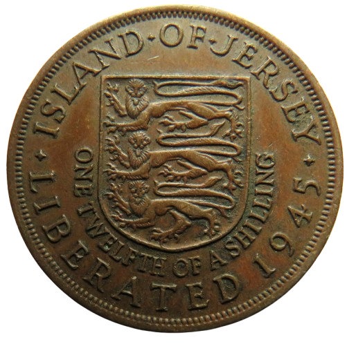 1945 King George VI Island of Jersey Liberated 1945 1/12th Shilling Coin