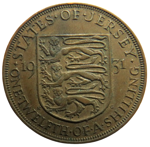 1931 King George V States of Jersey 1/12th Shilling Coin