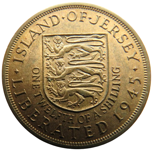 1945 King George VI Island of Jersey Liberated 1945 1/12th Shilling Coin