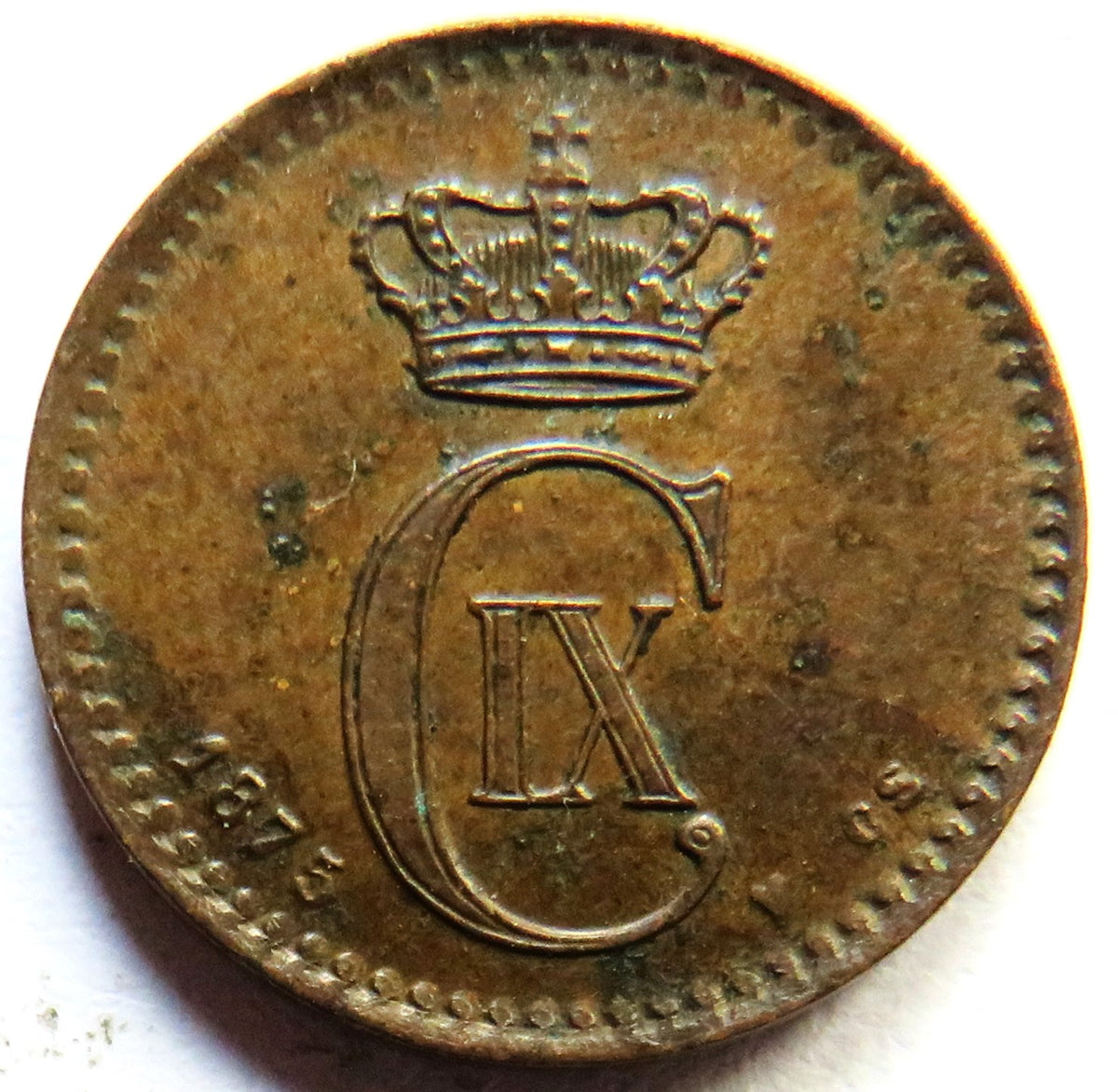 1875 Denmark One Ore Coin In Better Grade