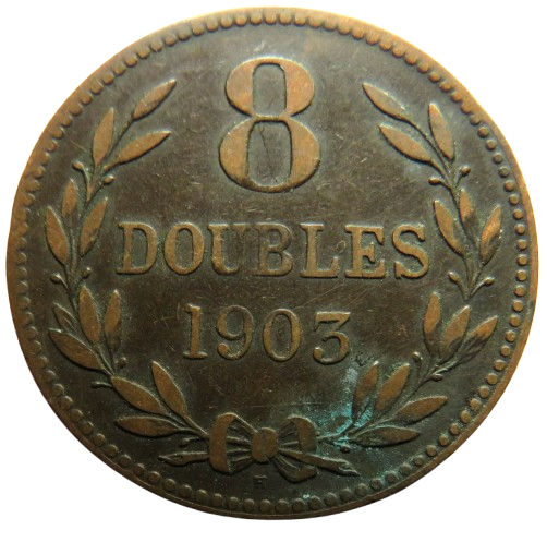 1903 Guernsey 8 Doubles Coin