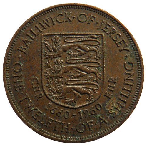 1960 Jersey 1/12th of a Shilling Coin