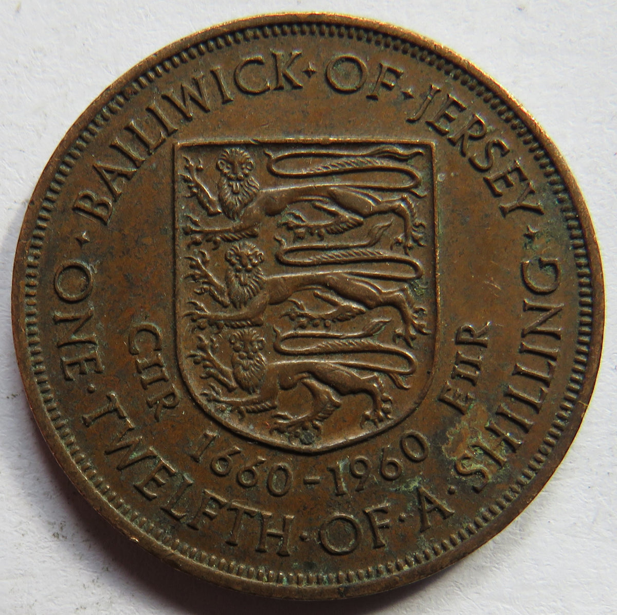 1960 Jersey 1/12th of a Shilling Coin
