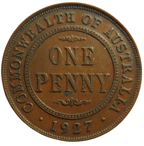 1927 King George V Australia One Penny Coin