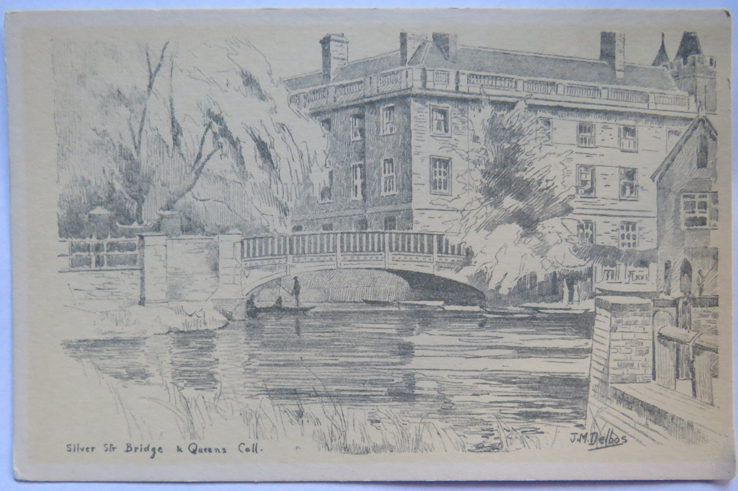 Vintage Postcard of Silver Street Bridge & Queen College