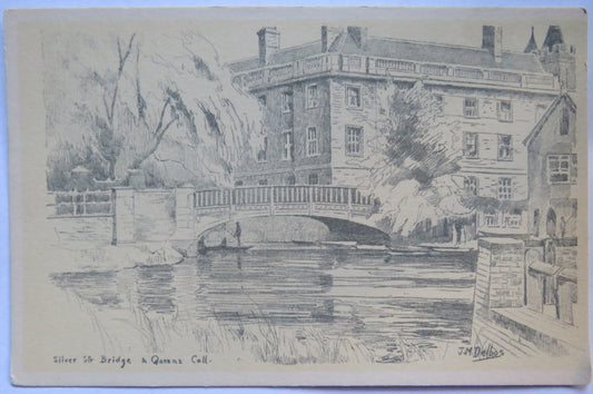 Vintage Postcard of Silver Street Bridge & Queen College