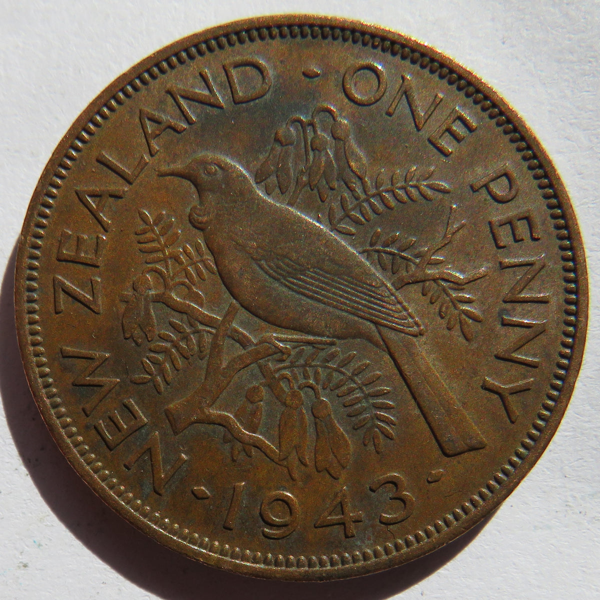 1943 King George VI New Zealand One Penny Coin