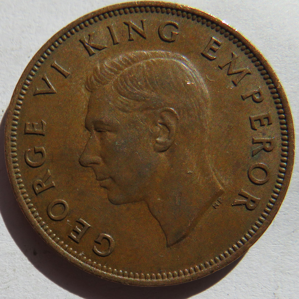 1943 King George VI New Zealand One Penny Coin